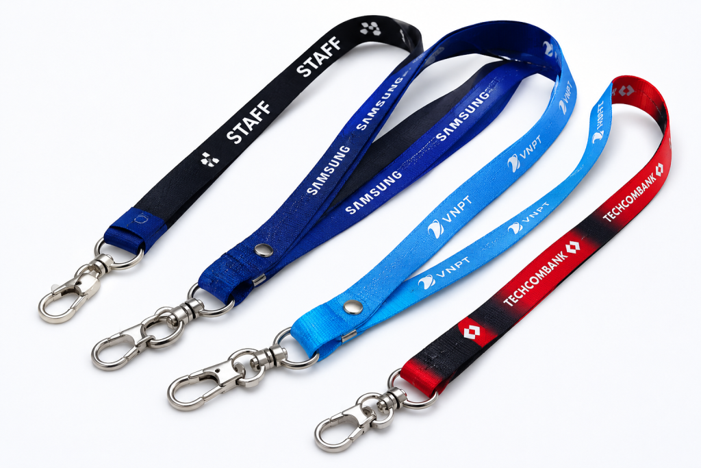 Dây Đeo Thẻ Satin In Logo – Giải Pháp Nhận Diện Chuyên Nghiệp