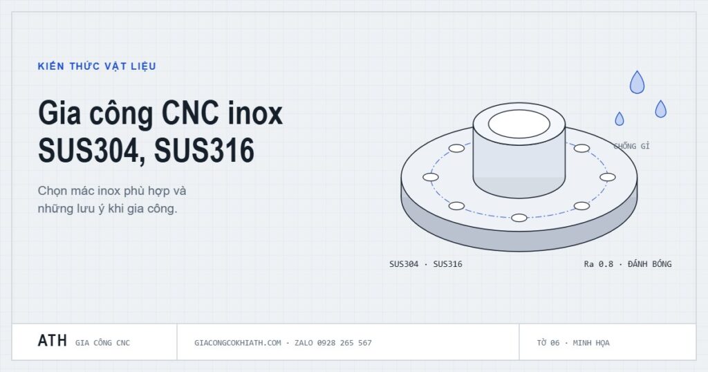 Minh họa gia công CNC inox: mặt bích SUS304