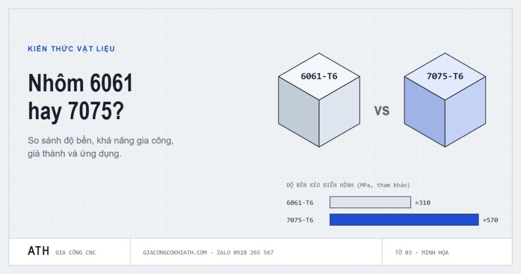 Minh họa so sánh nhôm 6061 và 7075